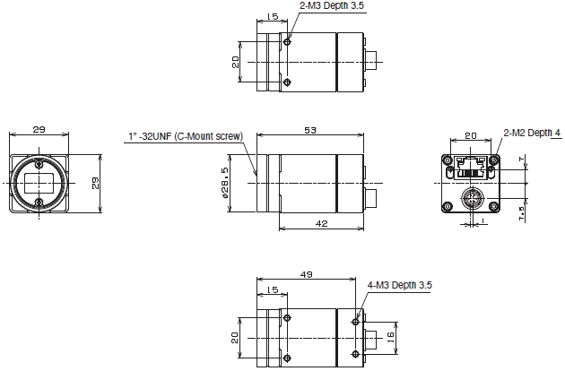 STC Series (GigE Vision Small CMOS Camera) Dimensions 5 