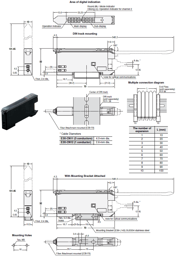 E3X-DAC-S Dimensions 4 