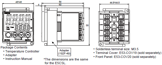 E5CSL / E5CWL / E5EWL Dimensions 1 