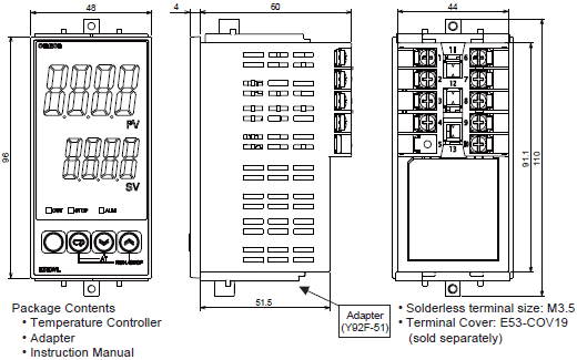 E5CSL / E5CWL / E5EWL Dimensions 3 