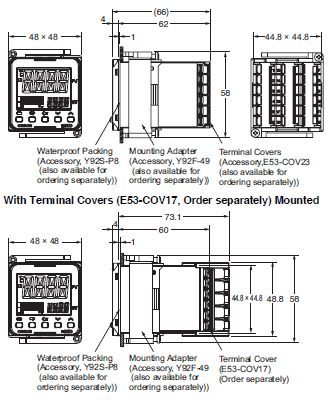 E5CD / E5CD-B Dimensions 2 