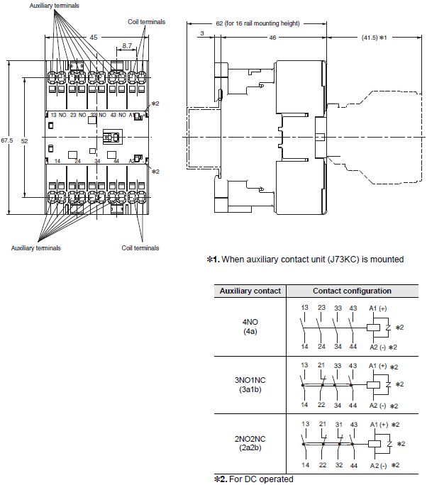 J7KCA Series Dimensions 1 