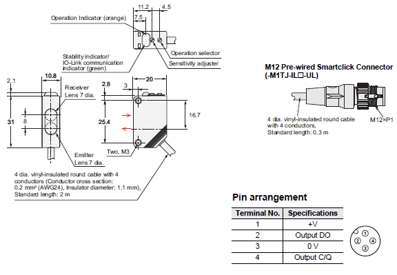 E3Z-[]-UL Dimensions 12 