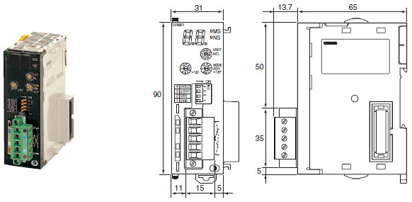 CJ1W-DRM21 Dimensions 1 