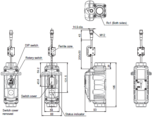 D6FZ-FGS Series Dimensions 3 