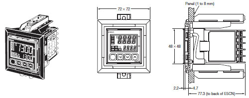 E5CN, E5CN-U Dimensions 15 